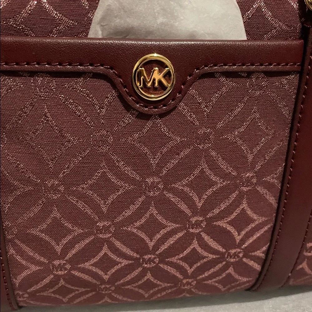 MICHAEL Michael Kors Maroon Patterned Duffel/ Satchel - Picture 5 of 11